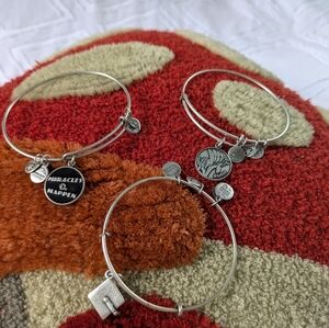 THREE silver Alex and ani bangles